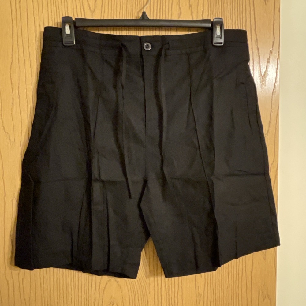 Men's‎ Coofandy Shorts Black Size XL Elastic Waist Linen Blend
